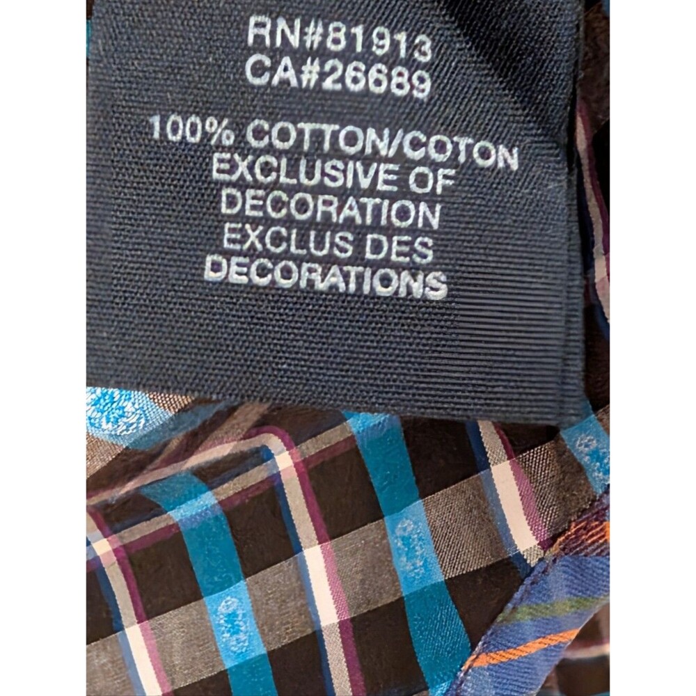Robert Graham The Freshly Laundered Shirt Blue Black Orange Plaid size XL cotton - Picture 4 of 9